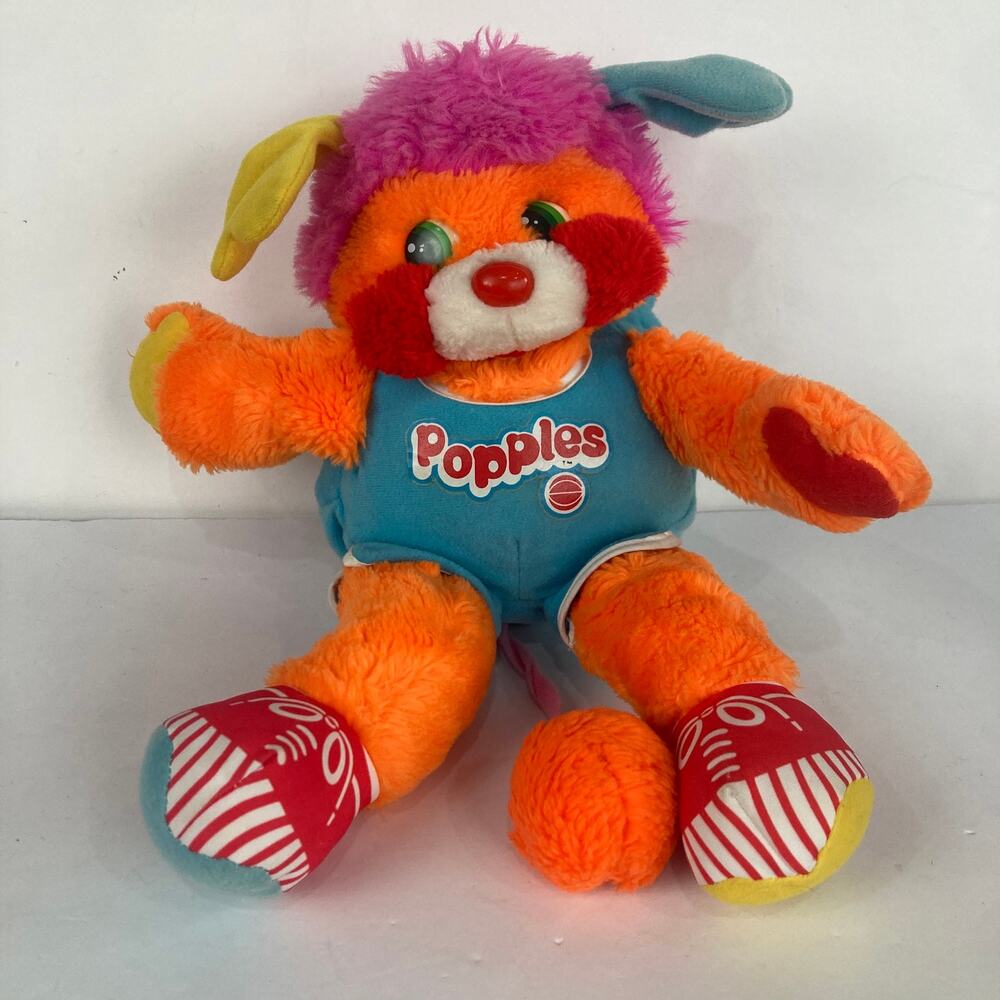 Vintage 1986 Mattel Sports POPPLES Dunker Basketball Orange Stuffed Plush